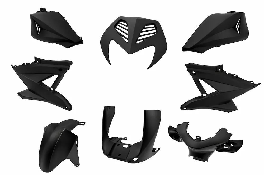 Verkleidungssatz 8-teilig schwarz matt Yamaha Aerox MBK Nitro (1998-2012) Mega-Angebot