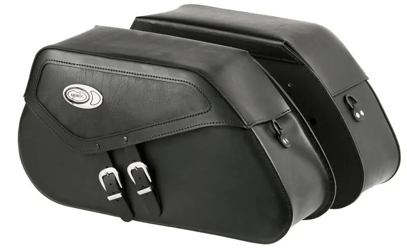 Schnäppchen Ledrie Satteltaschen schwarz Leder verstärkt je 25 Liter f. Harley-Davidson